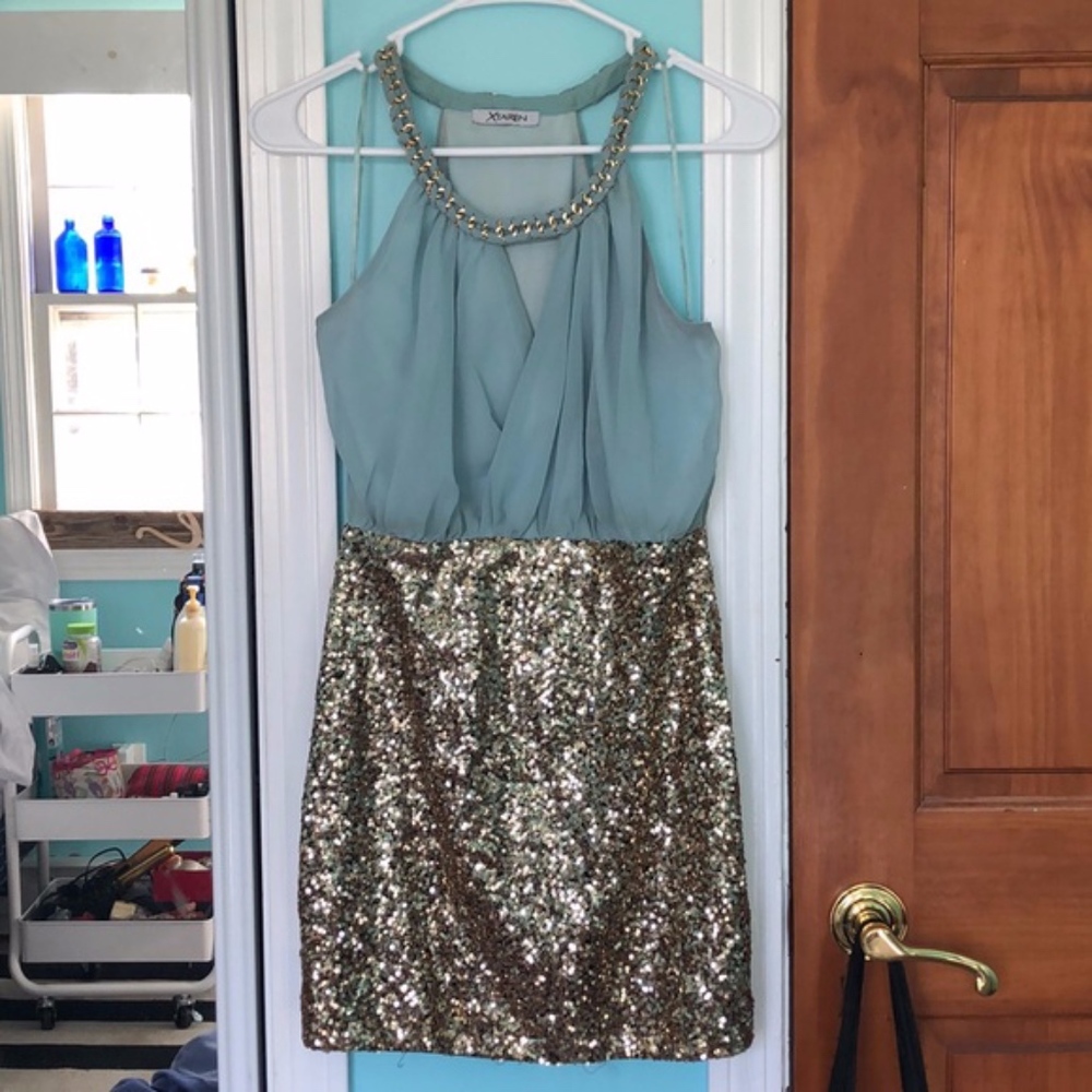 Colorblock Sequin Dress